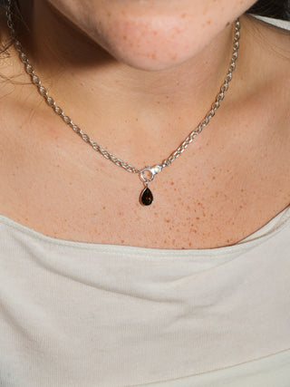 Syrup Brown Tourmaline Teardrop Cut Charm in Sterling Silver