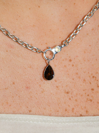 Syrup Brown Tourmaline Teardrop Cut Charm in Sterling Silver