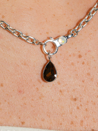 Syrup Brown Tourmaline Teardrop Cut Charm in Sterling Silver