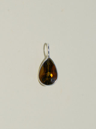 Syrup Brown Tourmaline Teardrop Cut Charm in Sterling Silver