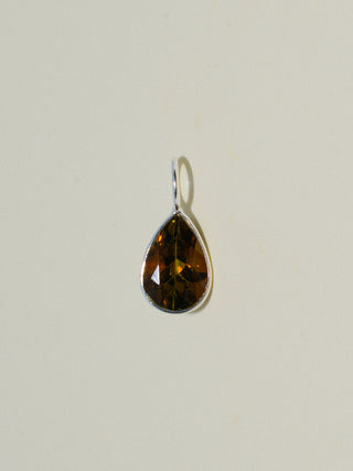 Syrup Brown Tourmaline Teardrop Cut Charm in Sterling Silver