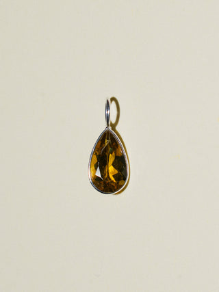 Name Drop Green Tourmaline Teardrop Cut Charm in Sterling Silver