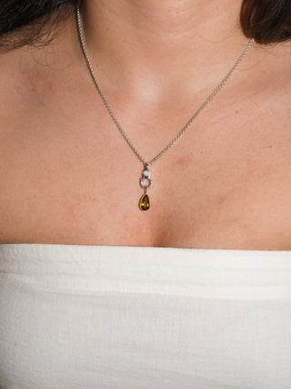 Name Drop Green Tourmaline Teardrop Cut Charm in Sterling Silver
