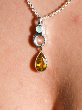 Name Drop Green Tourmaline Teardrop Cut Charm in Sterling Silver