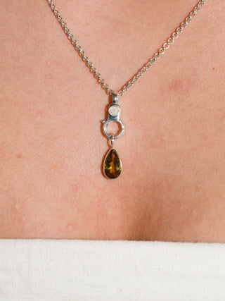 Name Drop Green Tourmaline Teardrop Cut Charm in Sterling Silver