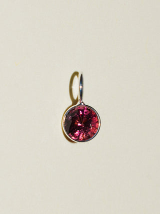 Love Hibiscus Pink Tourmaline Round Cut Charm in Sterling Silver
