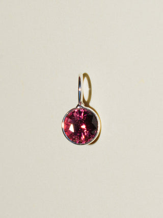 Love Hibiscus Pink Tourmaline Round Cut Charm in Sterling Silver