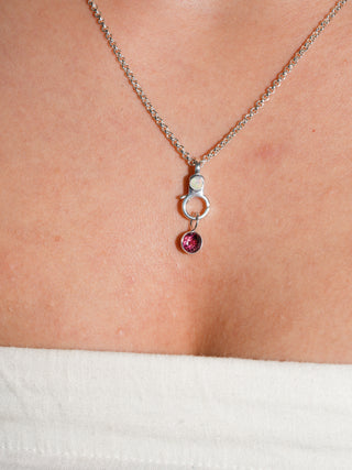 Love Hibiscus Pink Tourmaline Round Cut Charm in Sterling Silver
