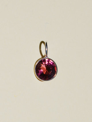 Out of Reach Pink Tourmaline Round Cut Charm in Sterling Silver