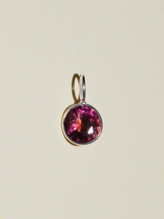 Out of Reach Pink Tourmaline Round Cut Charm in Sterling Silver