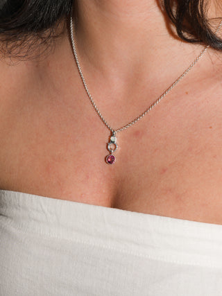 Out of Reach Pink Tourmaline Round Cut Charm in Sterling Silver