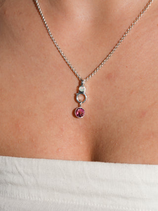 Out of Reach Pink Tourmaline Round Cut Charm in Sterling Silver
