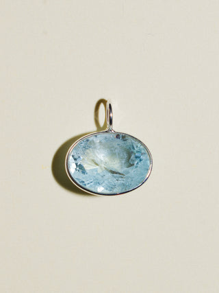 Cool Breeze Aquamarine East West Oval Cut Charm in Sterling Silver