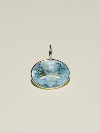 Cool Breeze Aquamarine East West Oval Cut Charm in Sterling Silver