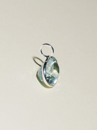 Cool Breeze Aquamarine East West Oval Cut Charm in Sterling Silver