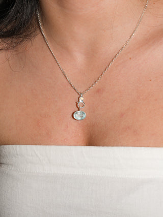 Cool Breeze Aquamarine East West Oval Cut Charm in Sterling Silver