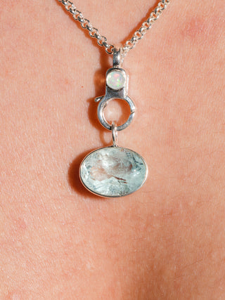 Cool Breeze Aquamarine East West Oval Cut Charm in Sterling Silver