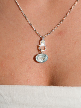 Cool Breeze Aquamarine East West Oval Cut Charm in Sterling Silver