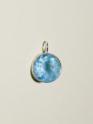 Soap Bubble Aquamarine Round Cut Charm in Sterling Silver