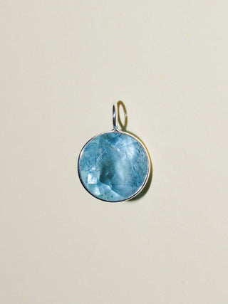 Soap Bubble Aquamarine Round Cut Charm in Sterling Silver