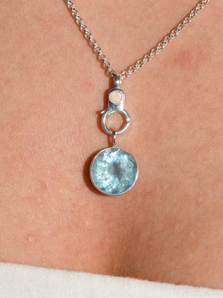 Soap Bubble Aquamarine Round Cut Charm in Sterling Silver