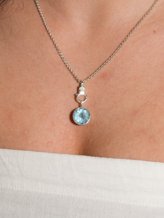 Soap Bubble Aquamarine Round Cut Charm in Sterling Silver