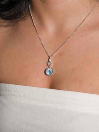 Soap Bubble Aquamarine Round Cut Charm in Sterling Silver