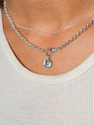 Koi Pond Aquamarine Round Cut Charm in Sterling Silver