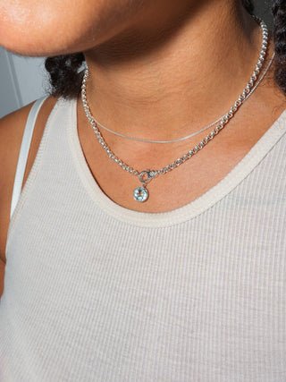 Koi Pond Aquamarine Round Cut Charm in Sterling Silver