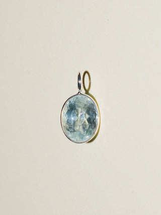 Happiness Aquamarine Oval Cut Charm in Sterling Silver