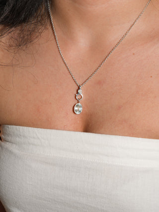 Happiness Aquamarine Oval Cut Charm in Sterling Silver