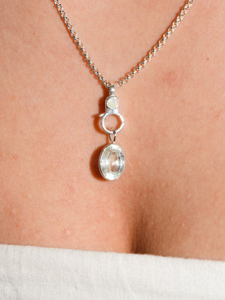 Happiness Aquamarine Oval Cut Charm in Sterling Silver