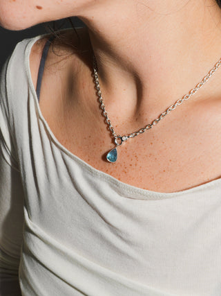 Feeling Coy Fluorite Teardrop Cut Charm in Sterling Silver
