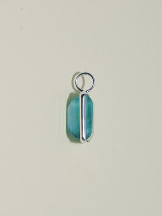 Sushi Boat Fluorite Emerald Cut Charm in Sterling Silver