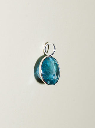 Chasing Light Fluorite East West Oval Cut Charm in Sterling Silver