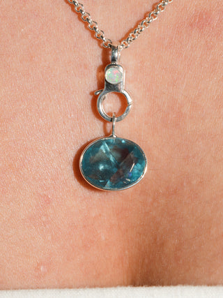 Chasing Light Fluorite East West Oval Cut Charm in Sterling Silver