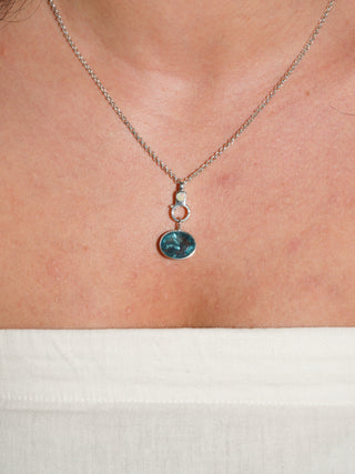 Chasing Light Fluorite East West Oval Cut Charm in Sterling Silver