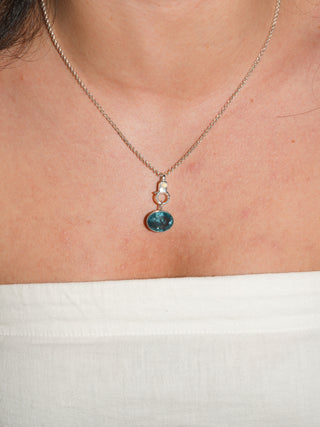 Chasing Light Fluorite East West Oval Cut Charm in Sterling Silver