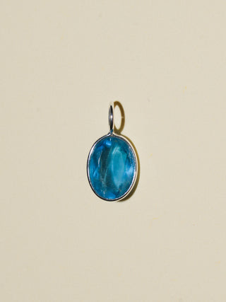 Blue Rass Fluorite Oval Cut Charm in Sterling Silver