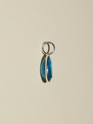 Blue Rass Fluorite Oval Cut Charm in Sterling Silver