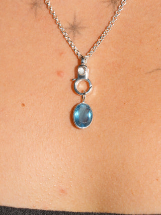 Blue Rass Fluorite Oval Cut Charm in Sterling Silver