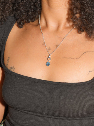 Blue Rass Fluorite Oval Cut Charm in Sterling Silver
