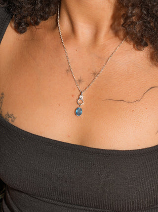 Blue Rass Fluorite Oval Cut Charm in Sterling Silver