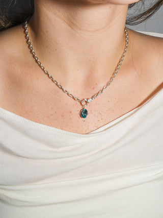 Pool Float Fluorite Oval Cut Charm in Sterling Silver
