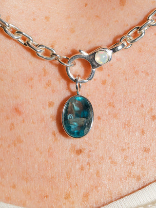 Pool Float Fluorite Oval Cut Charm in Sterling Silver