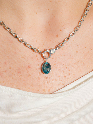 Pool Float Fluorite Oval Cut Charm in Sterling Silver