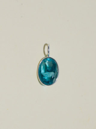 Pool Float Fluorite Oval Cut Charm in Sterling Silver