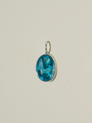 Pool Float Fluorite Oval Cut Charm in Sterling Silver
