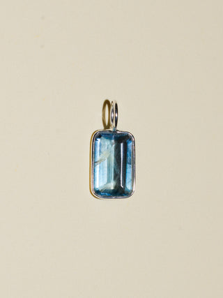 Grasshopper Fluroite Emerald Cut Charm in Sterling Silver