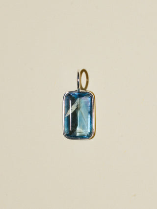 Grasshopper Fluroite Emerald Cut Charm in Sterling Silver